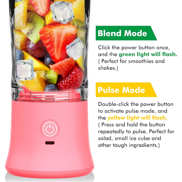 Bærbar blender til shakes og smoothies USB genopladelig 600ML sort