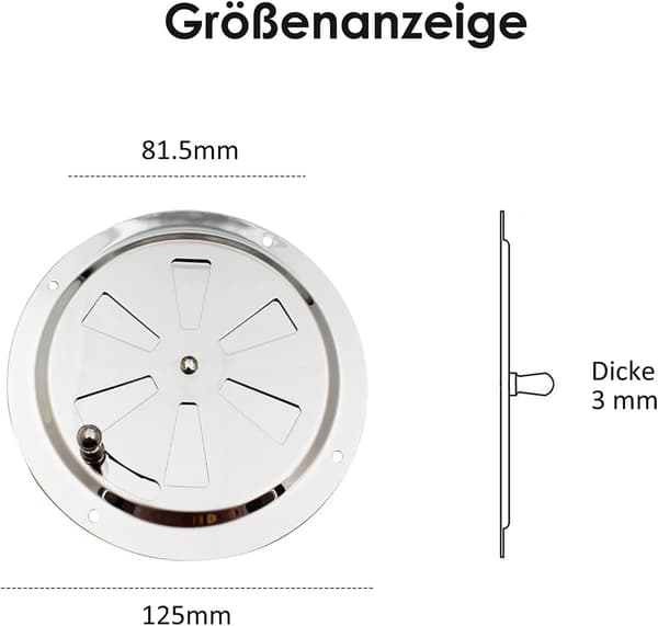 Ventilationsrosetter i rustfrit stål - 2 stk. - 125 mm