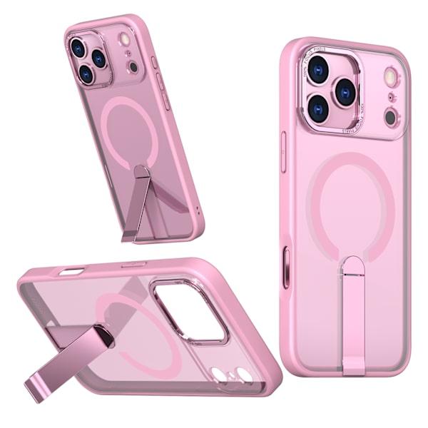 Magsafe Cover til iPhone 17 Pro Max med foldbart stativ, pink