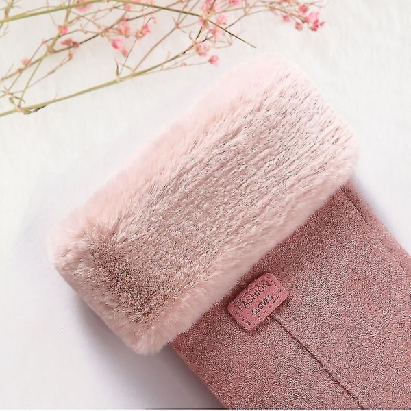 Kvinnor Handskar Höst Vinter Söt lurviga varma vantar Helfingervantar Kvinnor Utomhussport Kvinnliga Handskar Skärm Pink 2