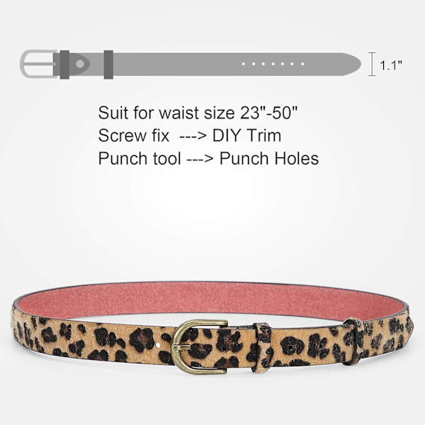 Leopardprint læderbælte til kvinder Jeans Bukser Taljebælte til kjoler