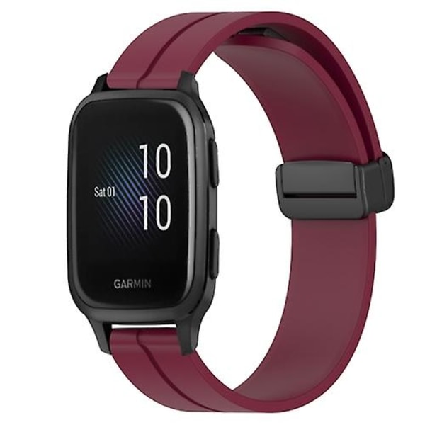 För Garmin Venu Sq 2 Music 20mm Solid Color Magnetic Clasp Silikon Watch Band Wine Red