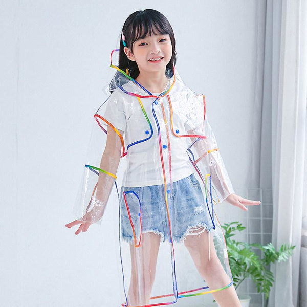 Transparent Rainbow Colorful Edge børneregnfrakke vejrbestandig poncho s