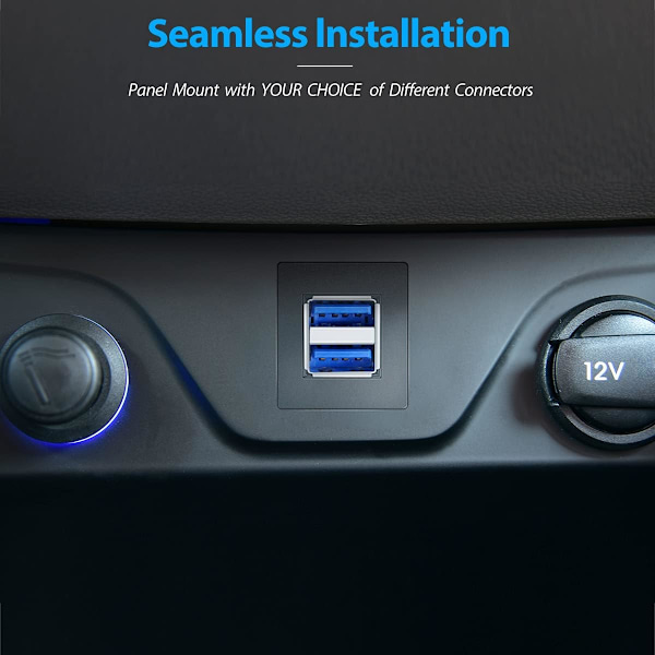 Dobbel Usb3.0 Kvadratisk Flush Mount - 2M 6Ft USB 3.0 Forlengelse
