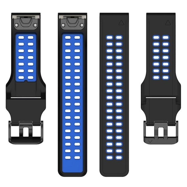 Til Garmin Descent G1 / Coros Vertix 22 mm Quick Release dobbeltrækket silikoneurrem Black Blue