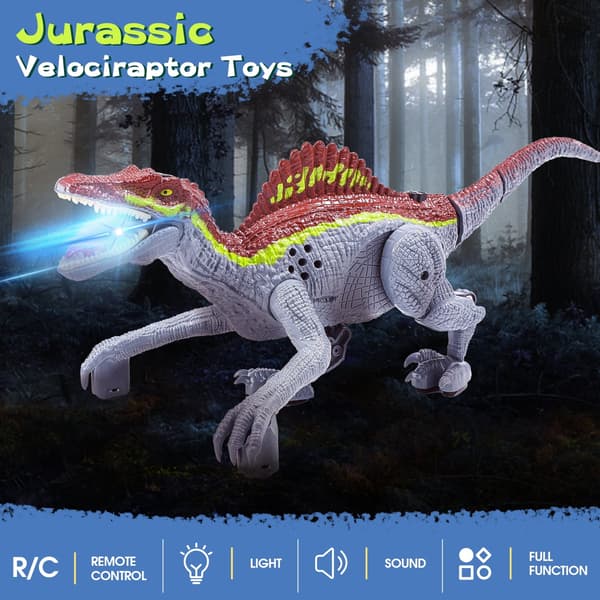 Fjernkontroll Dinosaur Toys Gesture Sensing RC Dinosaurs Realistisk Gåing for Barn Grå