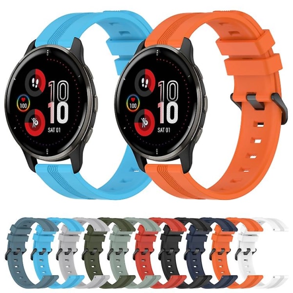 För Garmin Venu 2 Plus 20 mm konkavt randigt Slicone watch Orange