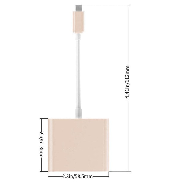 Typ C Adapter, USB 3.1 Hub (usb-c Thunderbolt 3 Port-kompatibel) Till USB 3.0 HDMI Typ C hona Laddare Adapter Converter kompatibel med Macboo Gold