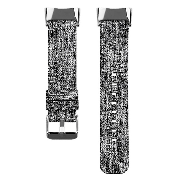 For Fitbit Charge 5 Nylon Canvas Watch Band Black Grey