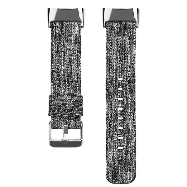 Til Fitbit Charge 5 Nylon Canvas urrem Black Grey