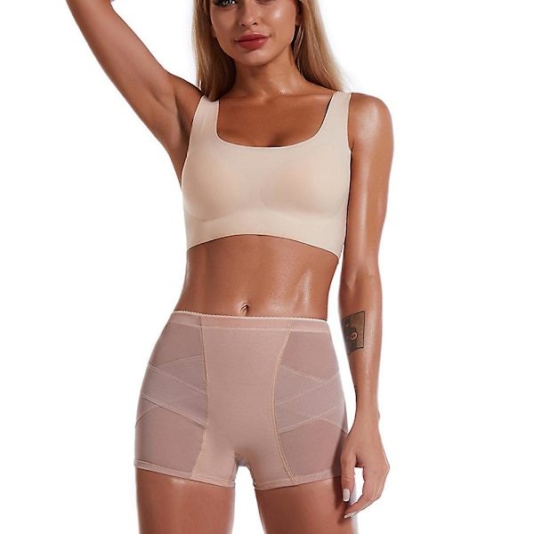 Womens falska rumpa Trosor Butt Lifter Vadderad Shapewear Bodyshort beige XL