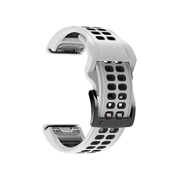 Rem for Garmin Fenix 7 22 mm dobbel rad hull to-farget silikon klokkearmbånd hvit svart