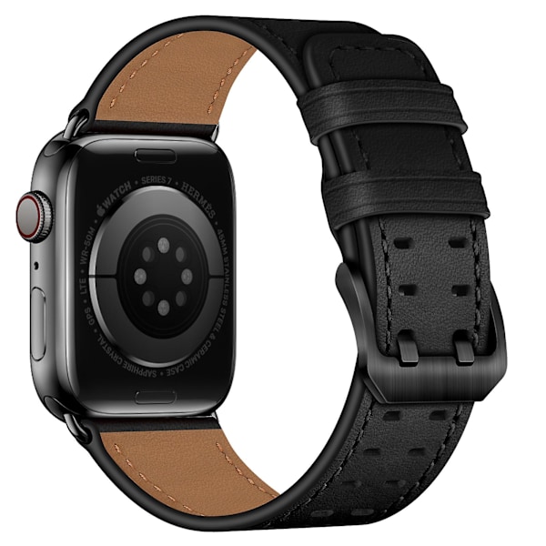 Business Läderrem för Apple Watch Ultra 49mm 8 7 45mm 41mm Högkvalitativt armband för Iwatch 6 5 4 3 Se 38mm 40mm 42mm 44mm Black 1 iWatch Ultra 49mm
