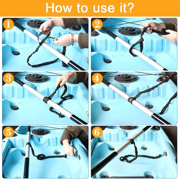 2 stk. Kajakkpadle-Line - Elastisk Kano Padle Sikkerhetsline