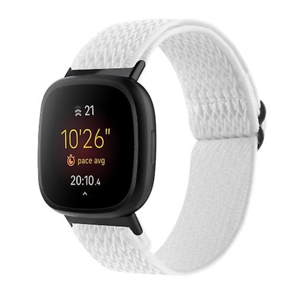 For Fitbit Versa 4 / Sense 2 Universal Wave Nylon Watch Band White
