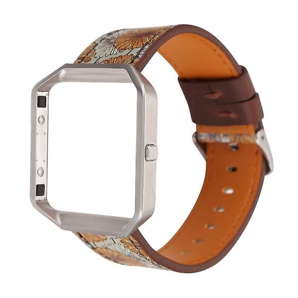 Til Fitbit Blaze Retro Flowers Series Læderurrem Chrysanthemum