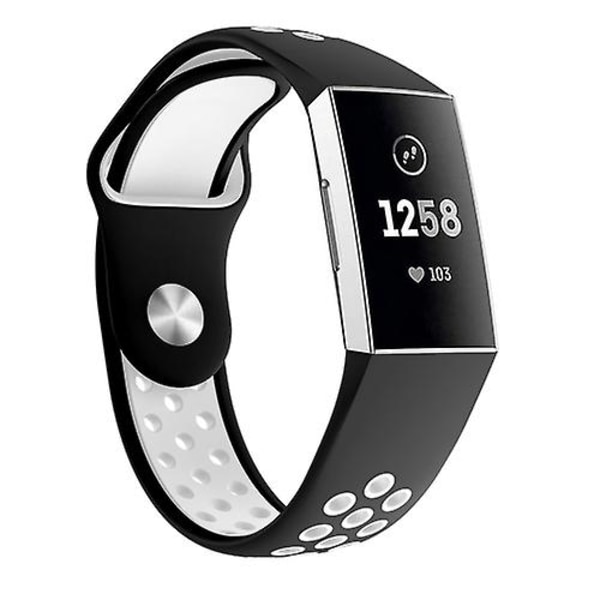 Tvåfärgad runda hål watch för Fitbit Charge 3, watch : 145-210 mm White