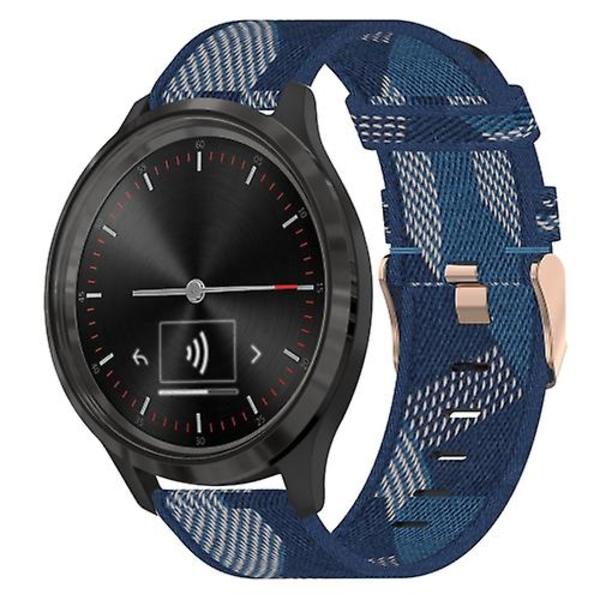 Til Garmin Vivomove 3 20mm nylonvævet urrem Blue