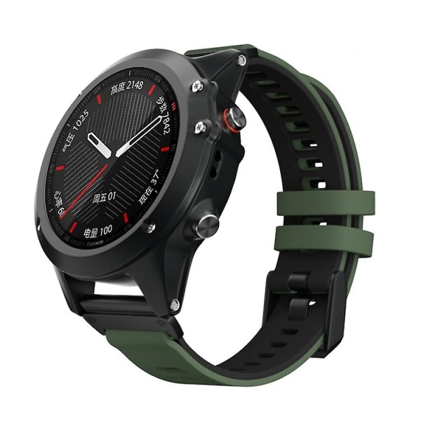 For Garmin Fenix ​​6x tofarget silikon klokkerem Army Green Black