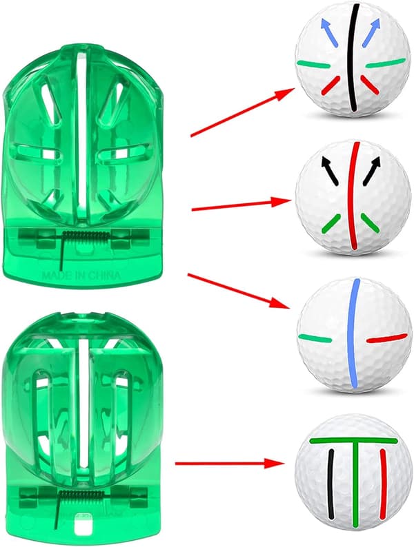 Golfbollsmärkningsset för inriktning - Bolllinje och mall för markering (2-pack)