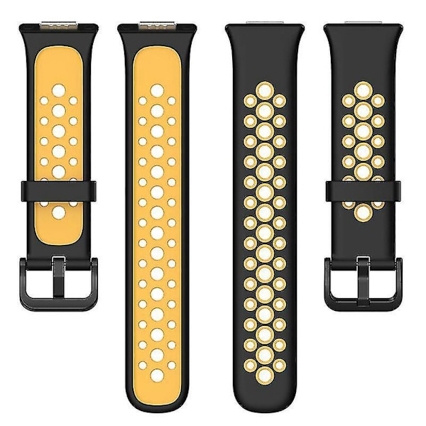 Dobbel silikonrem for Huawei Watch Fit 2/Watch Fit 2 Active Black Yellow Style D
