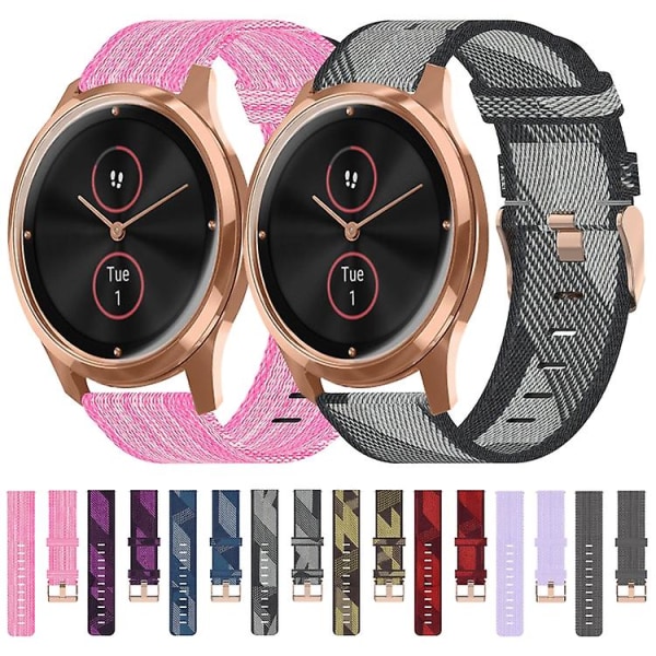 Til Garminmove Luxe 20 mm nylonvævet urrem Red