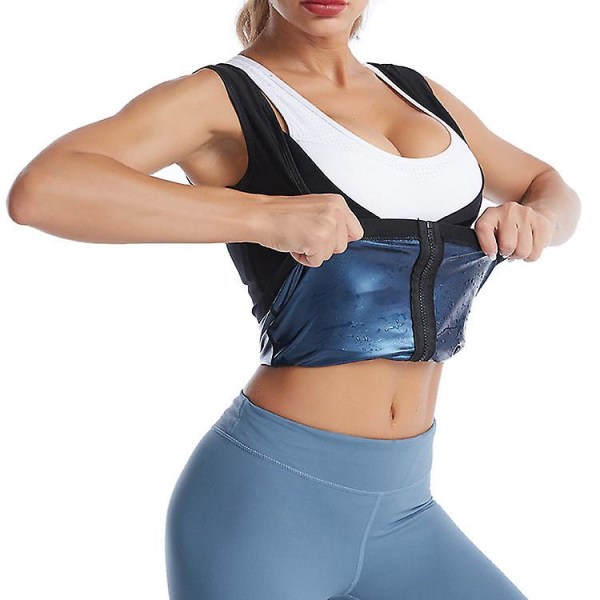 Waist trainer Dam Bastu Sweat Top Väst Body Shaper Bantning Midja Cincher Workout Shapewear Black Blue L XL