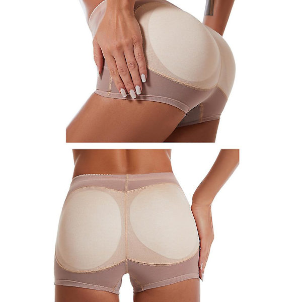 Womens falska rumpa Trosor Butt Lifter Vadderad Shapewear Bodyshort beige XL