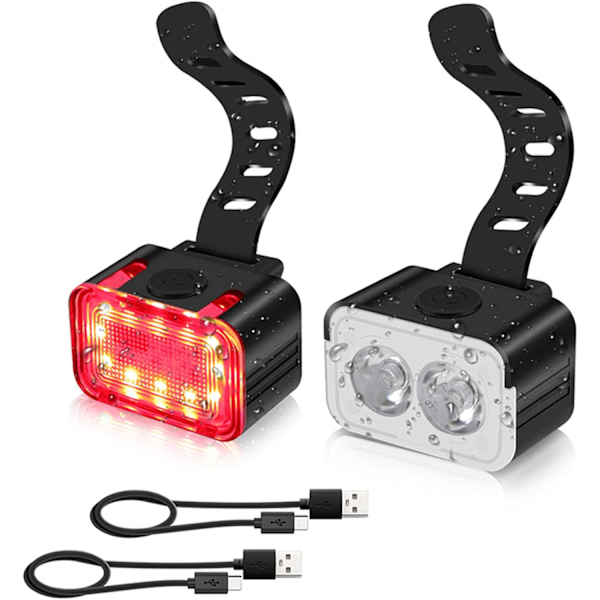 Pyörävalot, USB-ladattava pyörävalosarja, IPX6 vedenkestävä