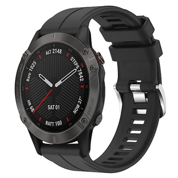 For Garmin Fenix ​​6 Sapphire Gps 22mm ensfarget silikonklokkerem Black