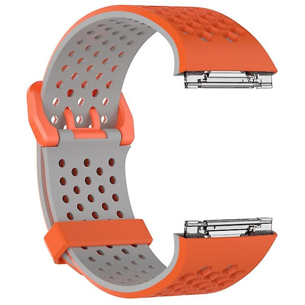 För Fitbit Ionic Two-tone Silicone Watch Band med spänne Orange - Grey