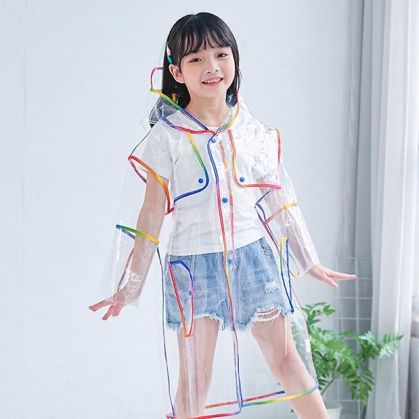 Transparent Rainbow Colorful Edge barneregnfrakk værbestandig poncho m