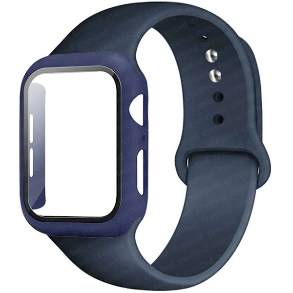 Etui + Rem for Apple Watch Band 44mm 40mm 38mm 42mm Silikonarmbånd med PC Skjermbeskytter Deksel iWatch 3 4 5 6 SE