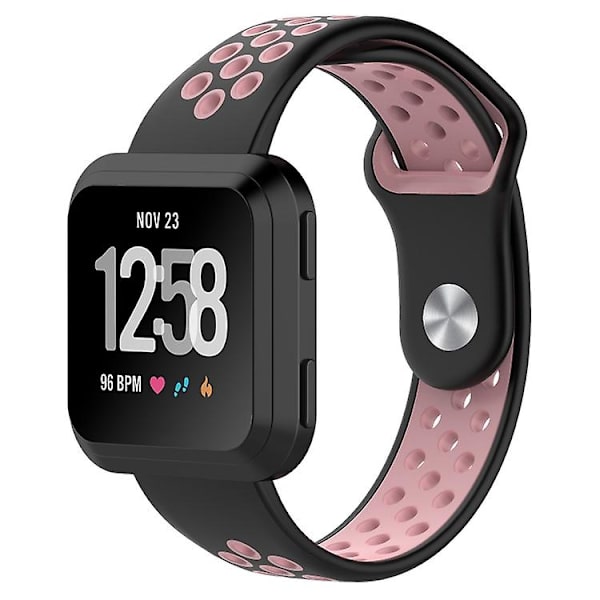 For Fitbit Versa tofarget silikonklokkerem Black - Pink