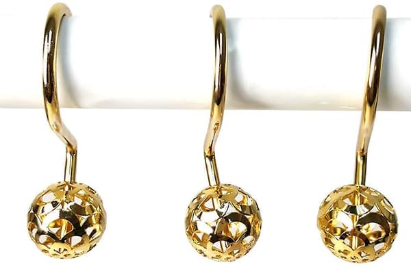Guld duschdraperikrokar Ringar,12st dekorativa duschdraperikrokar