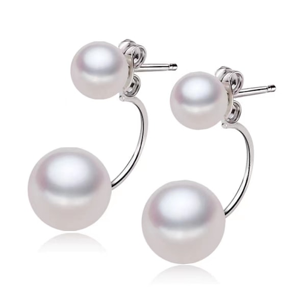 Natural Pearl Stud Korvakorut Naisten Korut S925 Valkoinen Double Pearl Korvakoru Juhla