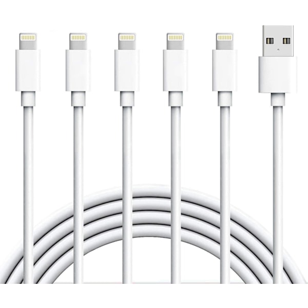 Certificeret iPhone Oplader. 5-pak 1,8 m Lightning Kabel Ekstra Lang iPhone