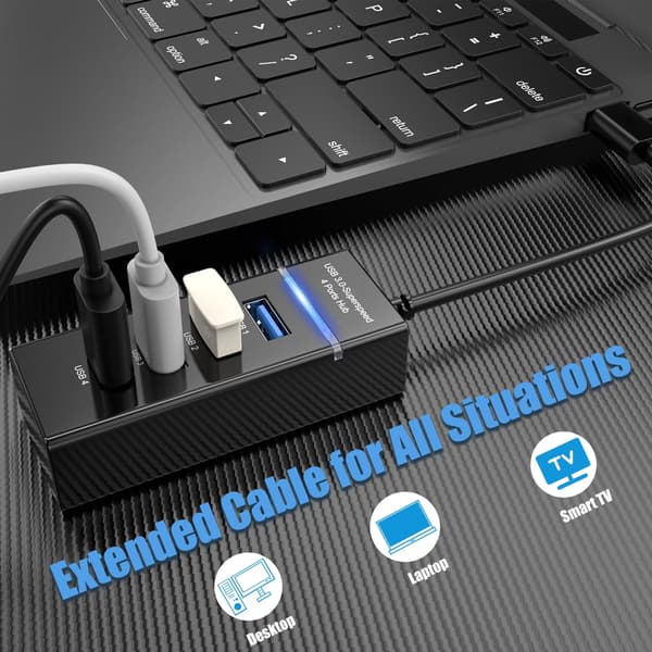 4 Port USB 3.0 Extender Hub 3.0 til Desktop Laptop Computer adapter