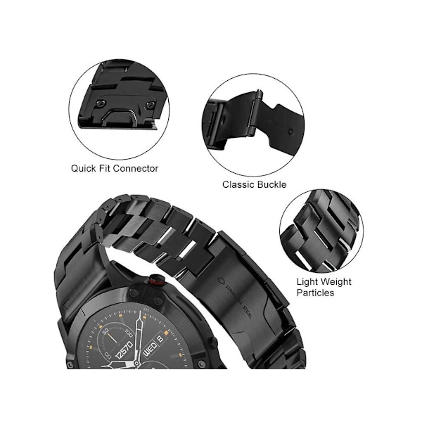 Hihna Garmin Fenix 3 26 mm titaani Quick Release -ranneke musta