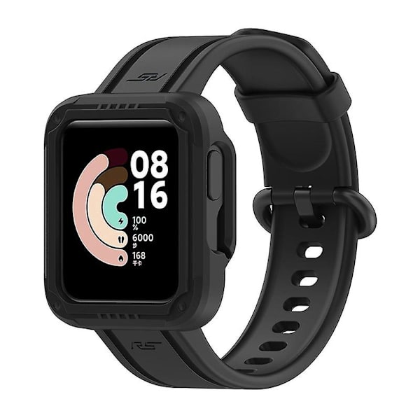 Xiaomi Redmi Watchmi Watch 2/Mi Watch Lite/Mi Watch Lite 2 -rannekke rannekkeella ja kellokuorella Black