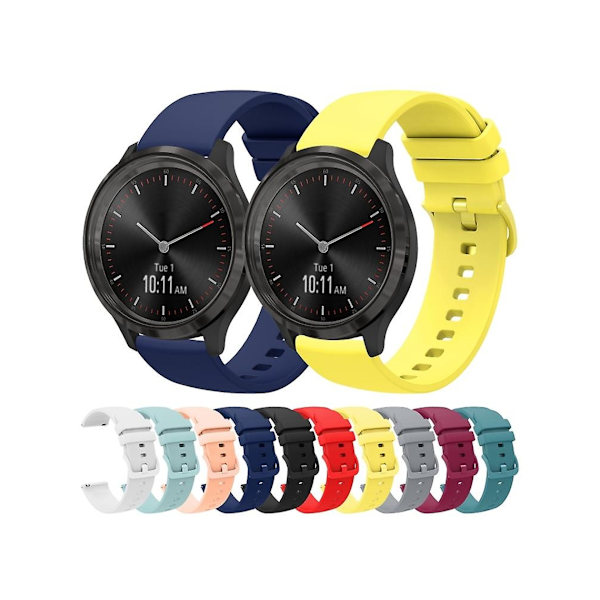 Rem för Garmin Vivomove 3 20Mm Marinblå Solid Color Mjuk Silikonklockarmband