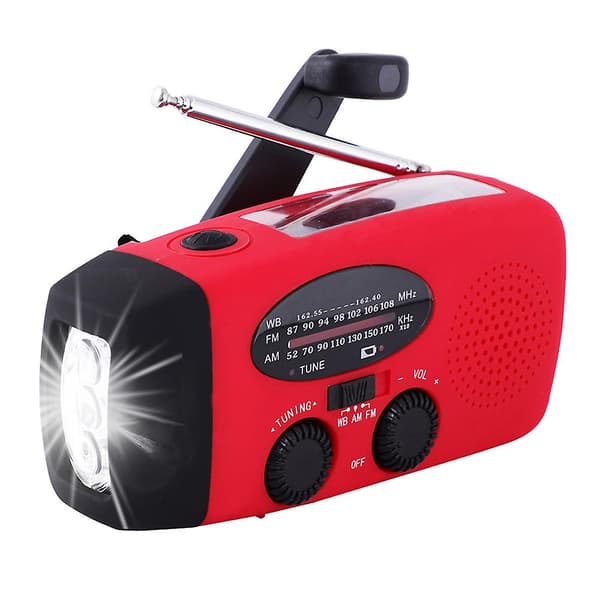 Aurinkohätäsää Am Fm Noaa / wb Käsikampiradio, 2000mah power Red