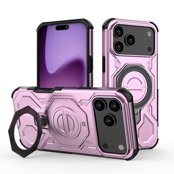Fodral för iPhone 17 Pro Max med 360° roterande magnetiskt fäste, Rosa