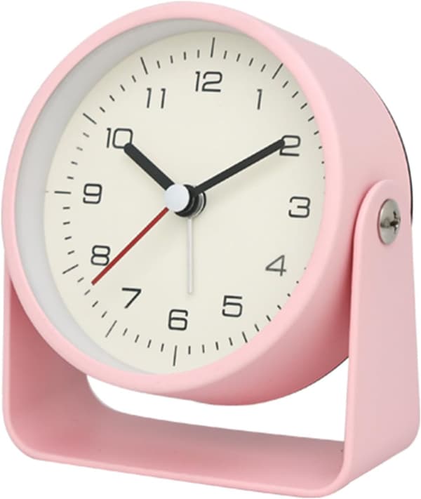 Väckarklocka 3,5 tum Minimalistisk Metallram Bordsväckarklocka Rosa