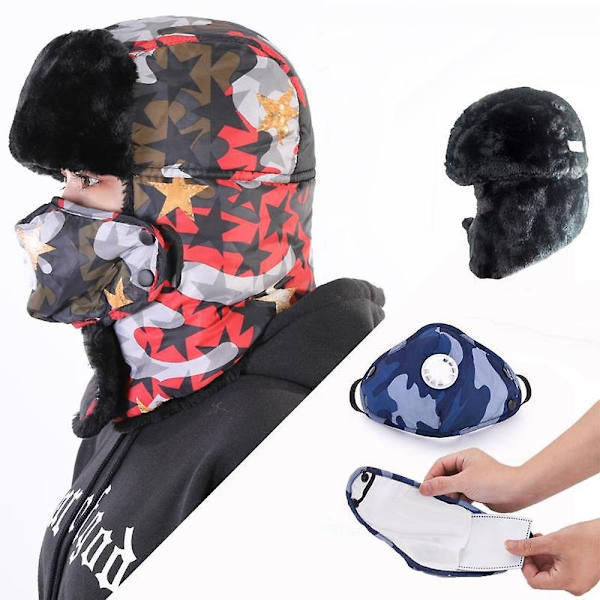 Talvihattu Pidä lämpimänä Unisex Winter Trapper Aviator Trooper Earflap hiihtohattu Red
