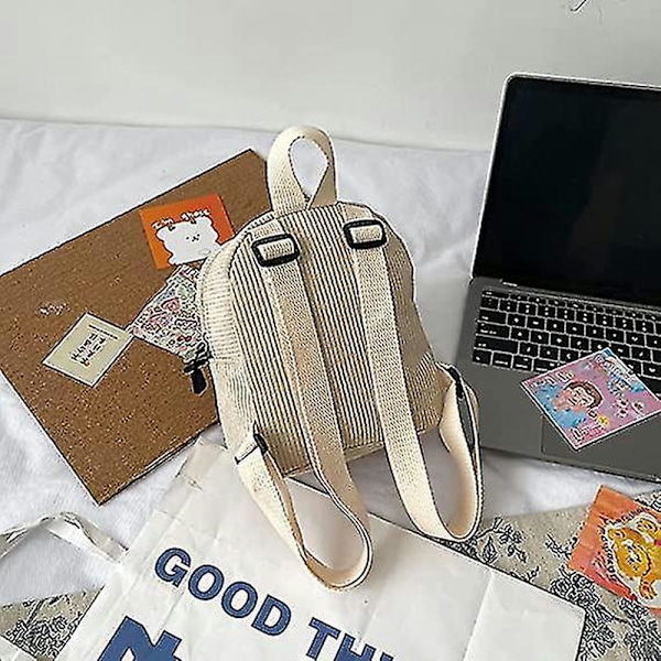 2 st Kvinnors Mini Ryggsäck Sladd Student Flickor Bokväskor Retro Resväskor (d-8d) beige