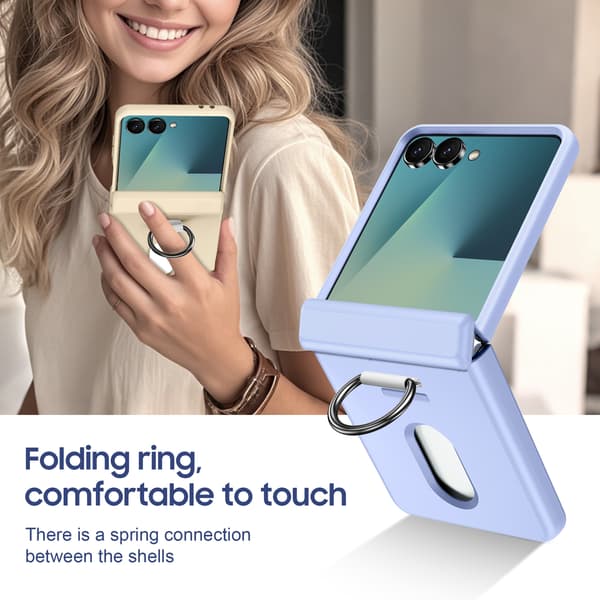 Fodral för Samsung Galaxy Z Flip8, skyddsfodral med plånbok och ring White