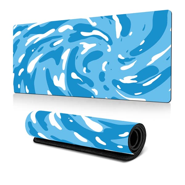 Vaskbar gamingmusematte med sklisikker gummibase, lyseblå hvit/40x90x0,3cm