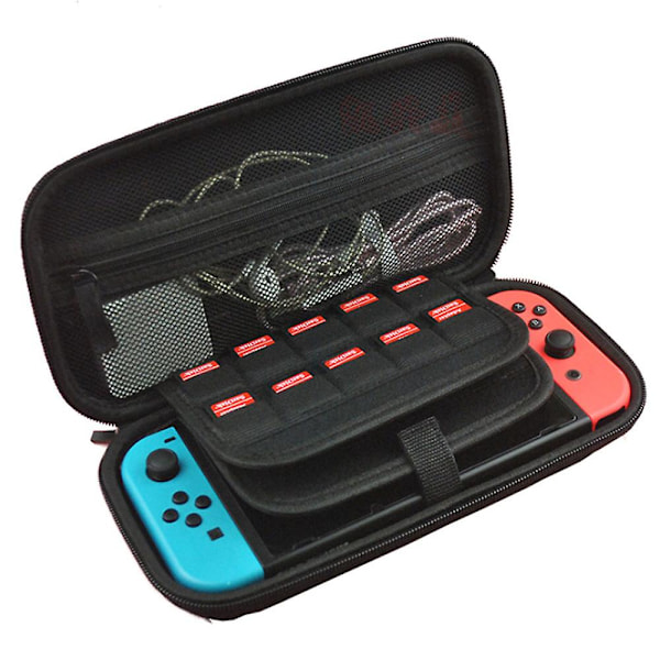 Fyrhörnsskyddsväska för spelmaskin Förvaringsväska Skyddande hårt skal Resväska Bärväska För handkontroll Switch Konsoltillbehör Black zipper
