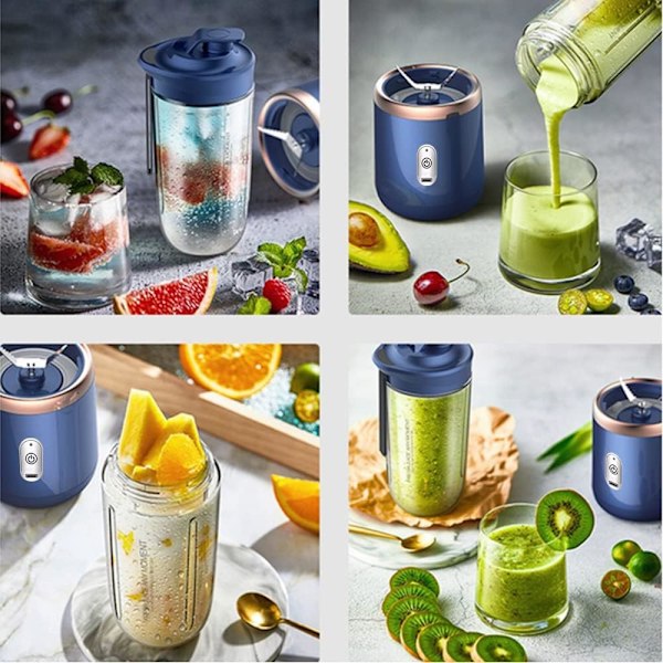 Juice Blender 40W Blenderkopp Uppladdningsbar USB Dubbelkopp Blå